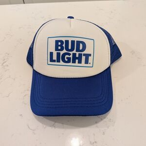 Bud Light Blue and White Trucker Hat